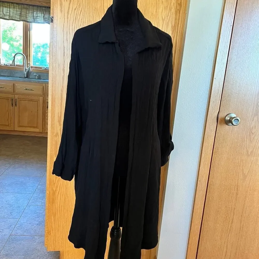 TORRID 2 (2X 18-20) black long open front cardigan. Rayon